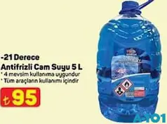 -21 DERECE ANTİFRİZLİ CAM SUYU 5 L fiyat ve kampanya bilgisi